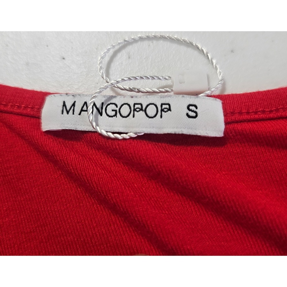 Mangopop Womens Red Bodysuit Small Long Sleeve Scoop Neck Stretch Fitted Top - Picture 3 of 3